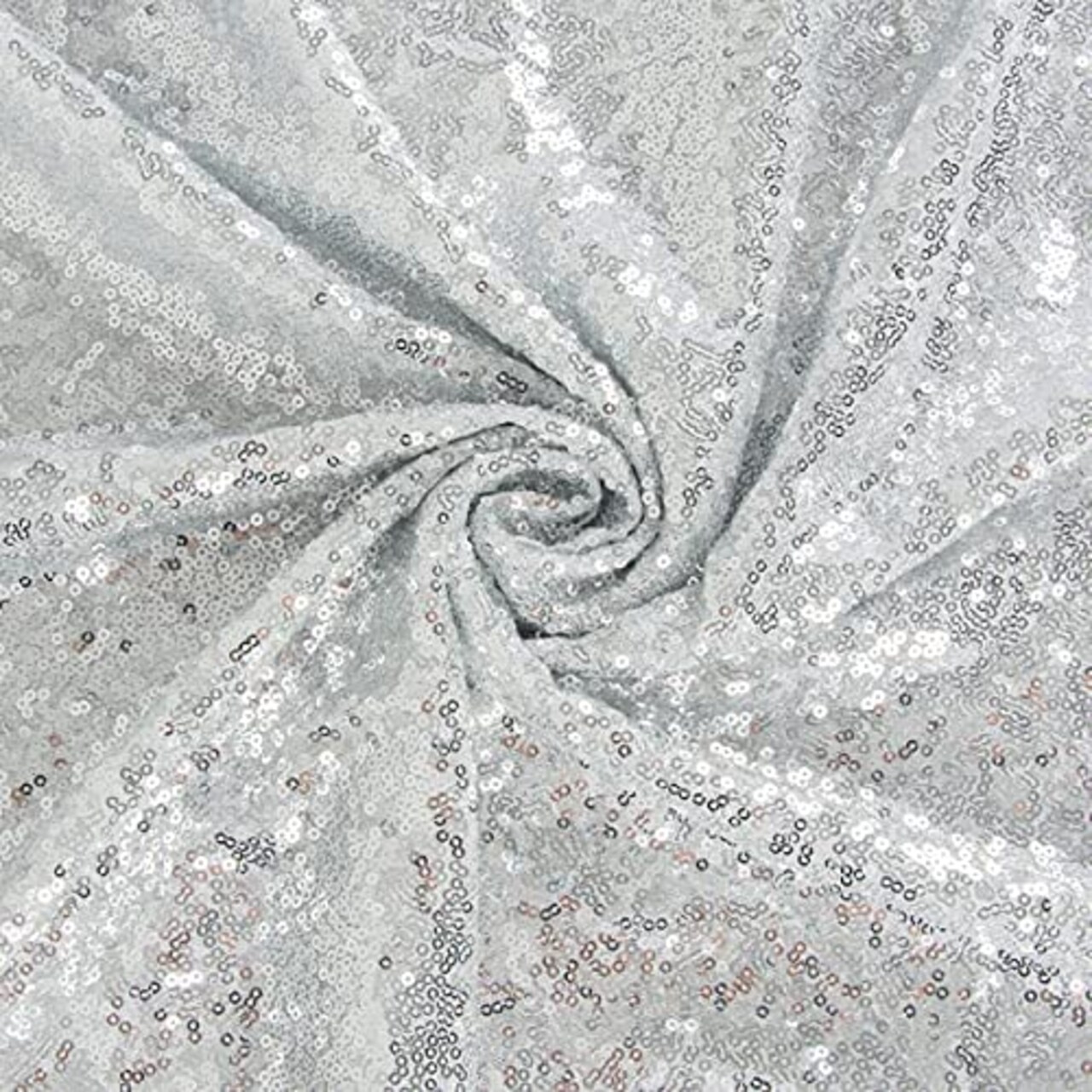 1 Yard Silver Glitter Embroidery Sequin Fabric 52" Width Polyester for DIY Curtain, Clothes & Table Linen